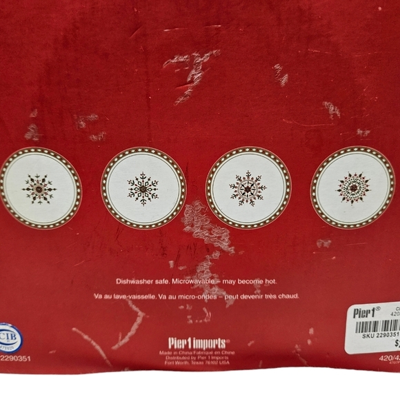 NWT Pier One Holiday White & Gold Snowflake 7.5" Dessert Plates Set‎ of 4 - Picture 5 of 9